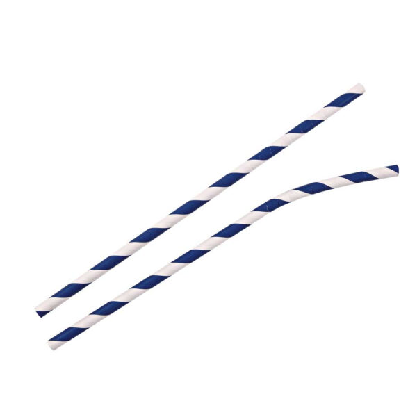 Pailles en Papier 6x195 mm Bleues avec Articulation - Lot de 100